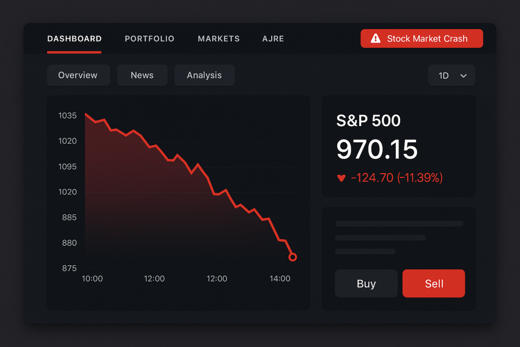 Dashboard showing dramatic price drop during stock market crash 2025